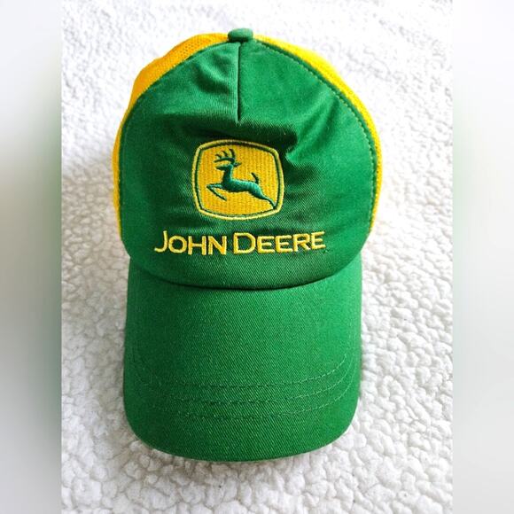 John Deere Other - John Deere mens green & yellow 'hook & loop' adjustable mesh back hat size L/XL‎